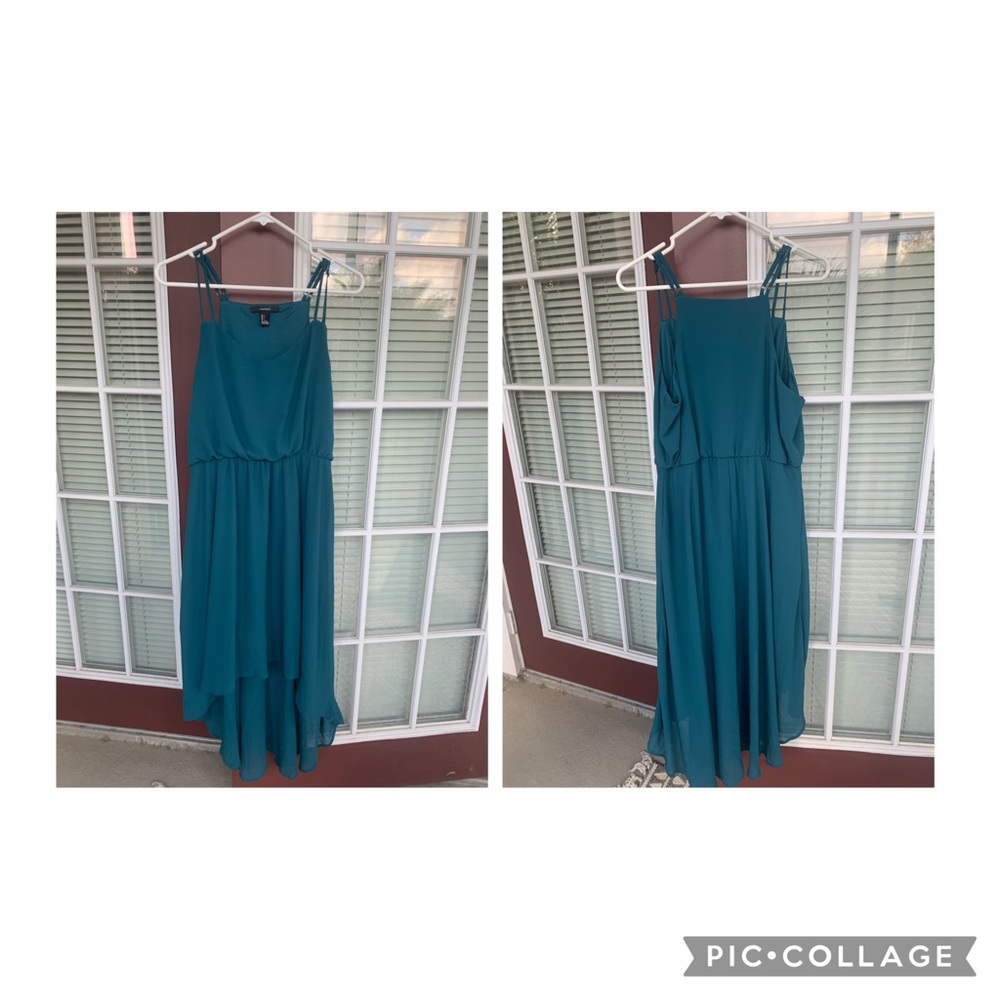 Teal High Low Dress
